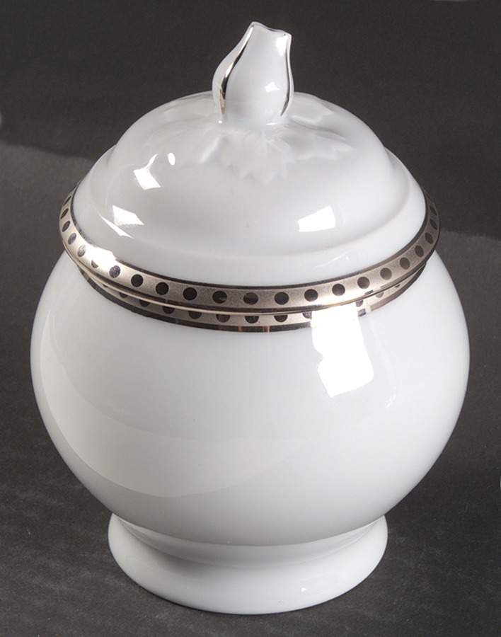Platinum Band Sugar Bowl & Lid by Tiffany-1