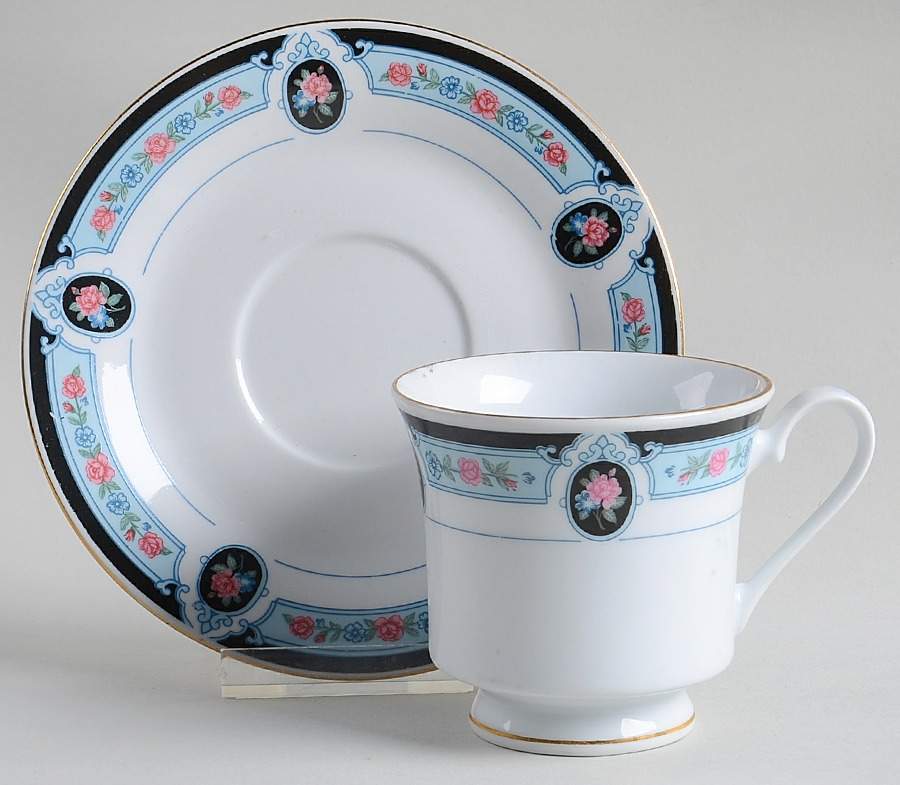 Cameo Rose Footed Cup & Saucer Set by Tienshan-1