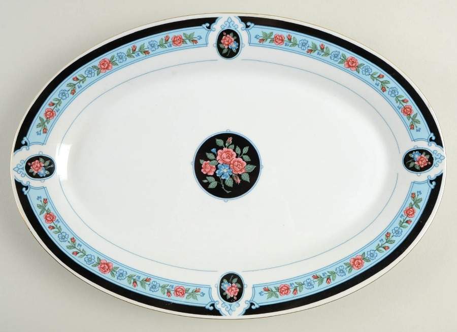 Cameo Rose 14" Oval Serving Platter by Tienshan-1