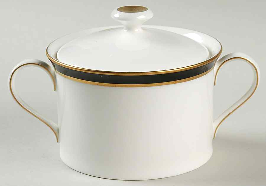 Newport Black Sugar Bowl & Lid by Tiffany-1