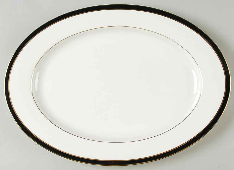 Newport Black 14" Oval Serving Platter by Tiffany-1