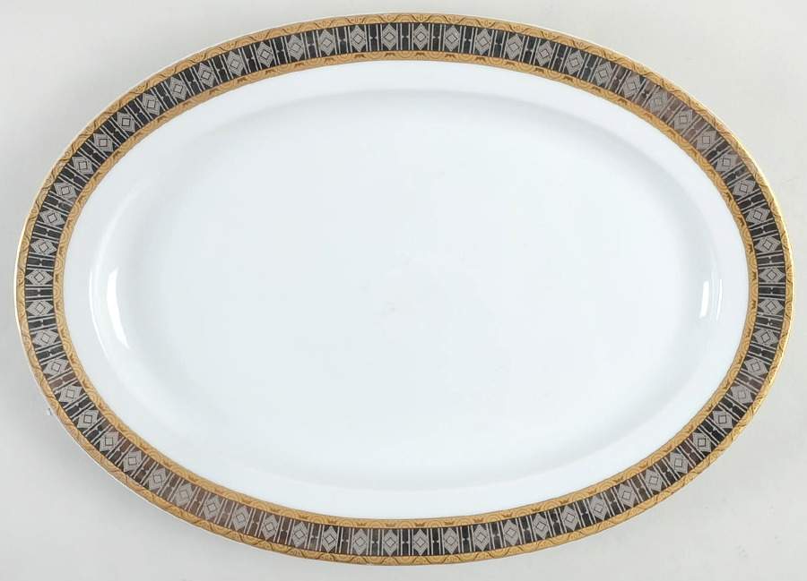 Platinum with Gold 14" Oval Serving Platter by Thun-1