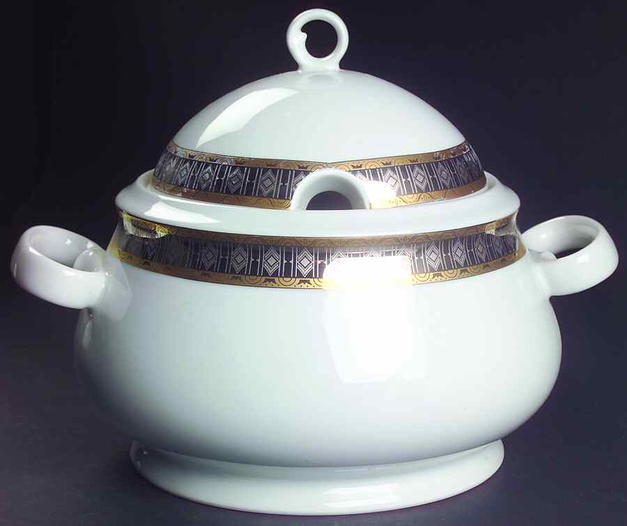Platinum with Gold Tureen &  Lid by Thun-1