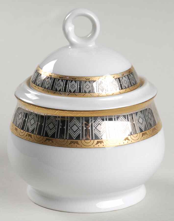 Platinum with Gold Sugar Bowl & Lid by Thun-1
