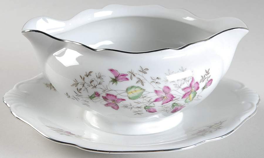 Violet Fantasy Gravy Boat with Attached Underplate by Toscport-1