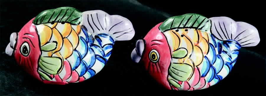 Pescada (Blue Trim) Figural Salt & Pepper Set by Tabletops Unlimited-1