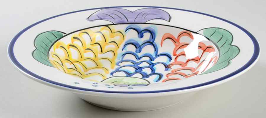 Pescada (Blue Trim) Rim Soup Bowl by Tabletops Unlimited-1
