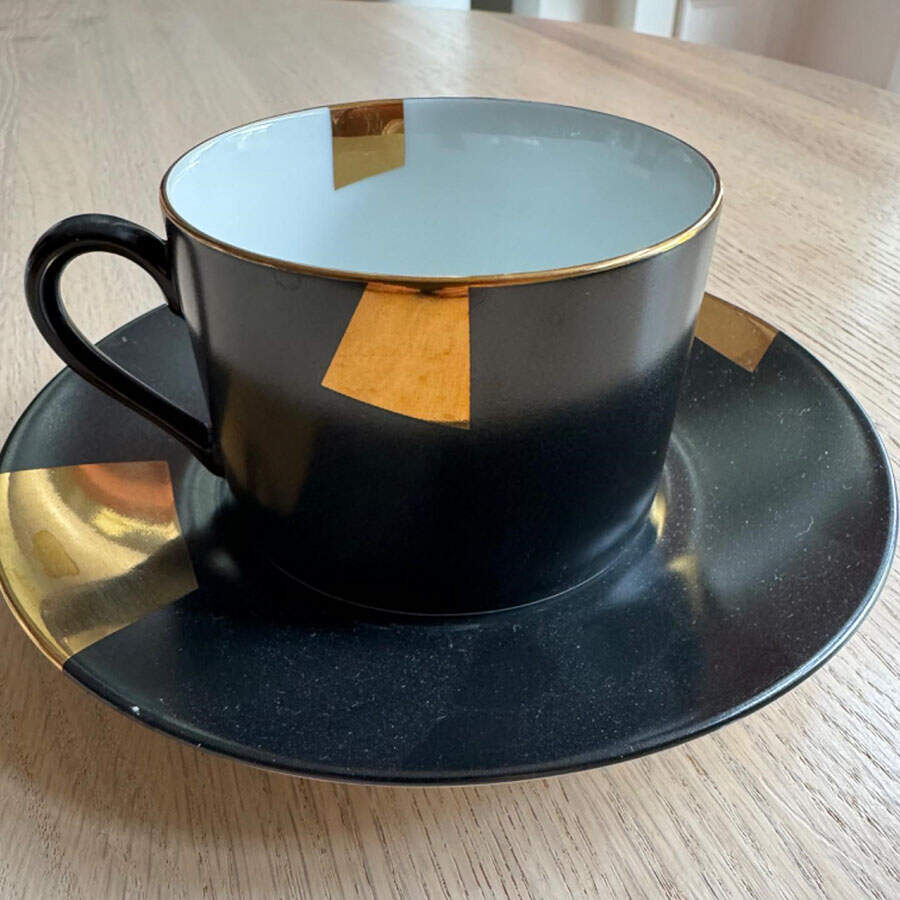 San Marco Gold Flat Cup & Saucer Set by Taitu-1