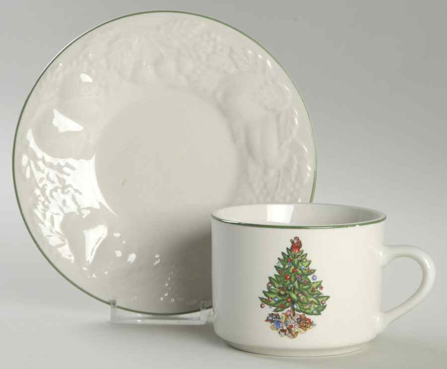 Christmas Time Flat Cup & Saucer Set by Tabletops Unlimited-1