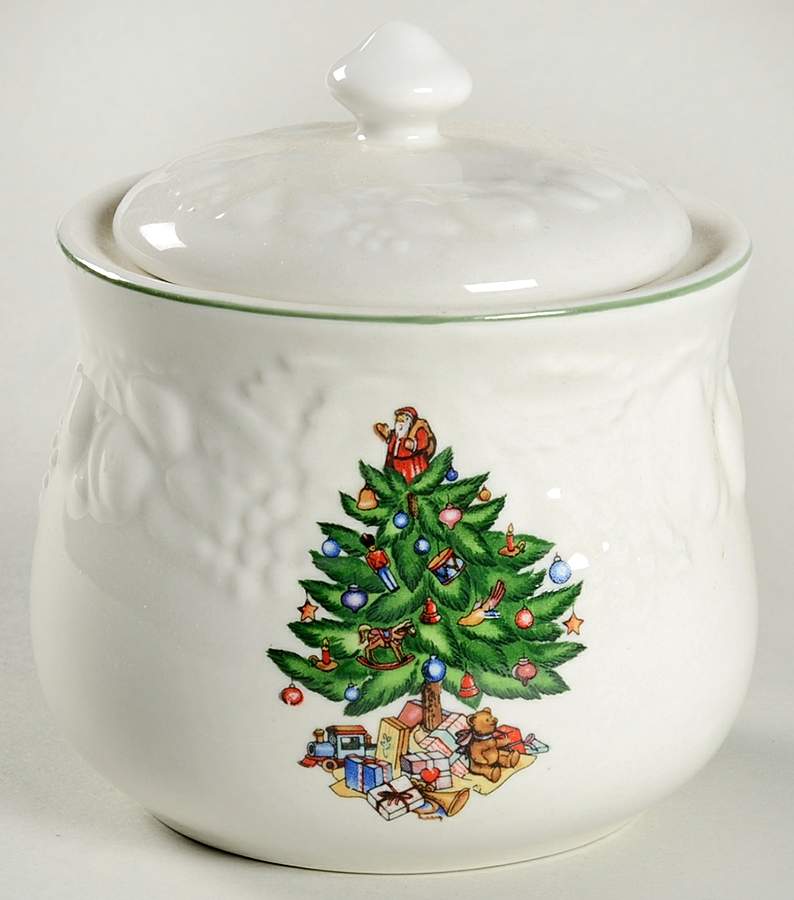 Christmas Time Sugar Bowl & Lid by Tabletops Unlimited-1