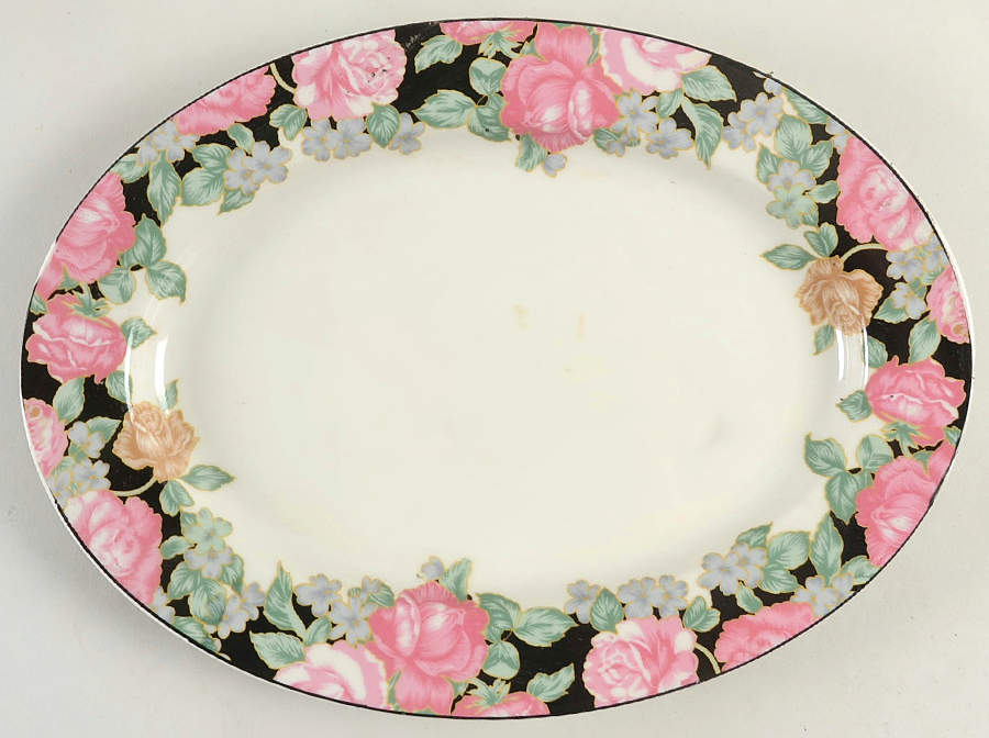 Victorian Chintz 12" Oval Serving Platter by Towne House-1