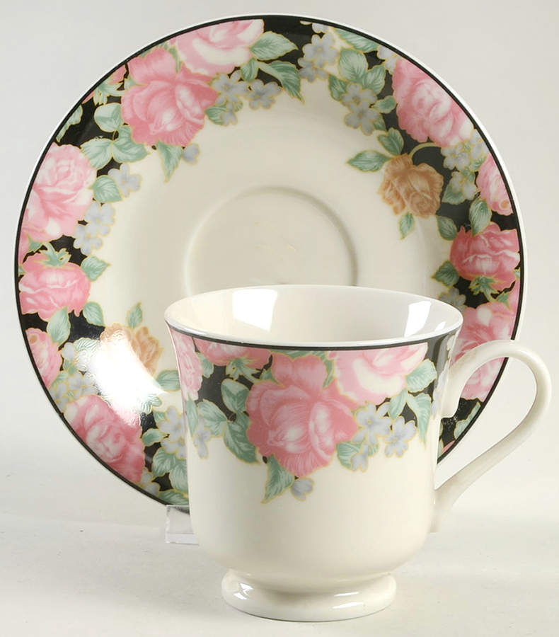 Victorian Chintz Footed Cup & Saucer Set by Towne House-1