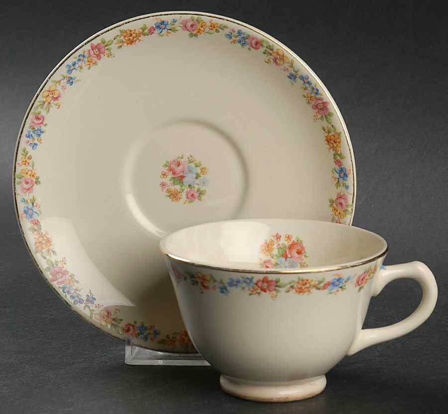 1630 Footed Cup & Saucer Set by Taylor, Smith & Taylor (Ts&T)-1