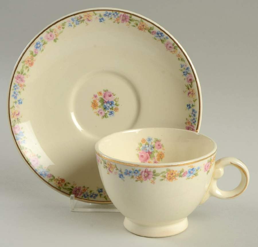 1630 Footed Cup & Saucer Set by Taylor, Smith & Taylor (Ts&T)-1