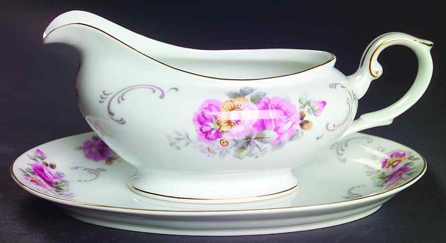 Dream Rose Gravy Boat & Underplate/Relish by Yamaka-1