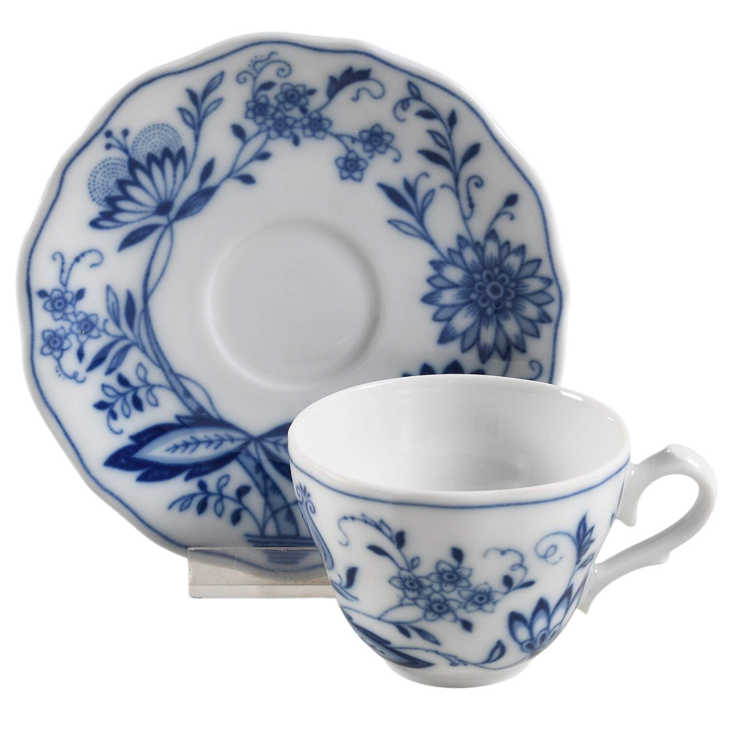 Blue Onion Flat Demitasse Cup & Saucer Set by Tirschenreuth-1