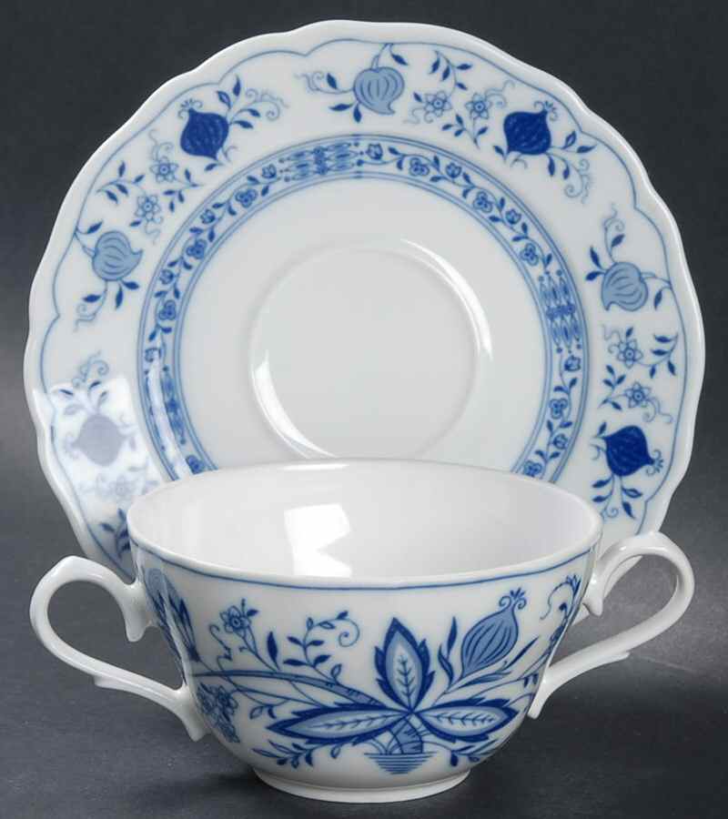 Blue Onion Flat Cream Soup Bowl & Saucer Set by Tirschenreuth-1