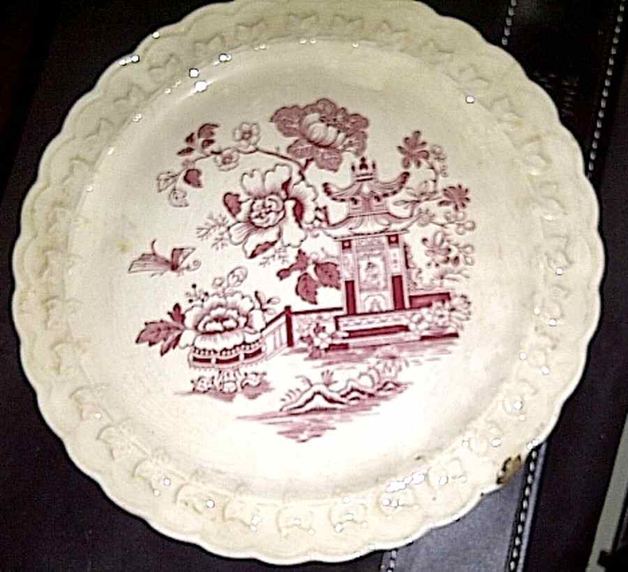 Chinese Temple Red Luncheon Plate by Taylor, Smith & Taylor (Ts&T)-1