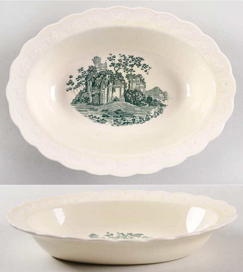 Green Castle 9" Oval Vegetable Bowl by Taylor, Smith & Taylor (Ts&T)-1