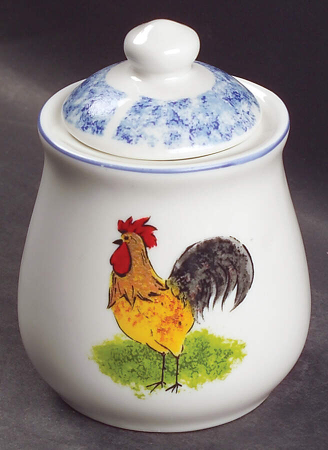 Country Barn Rooster Sugar Bowl & Lid by Tabletops Unlimited-1