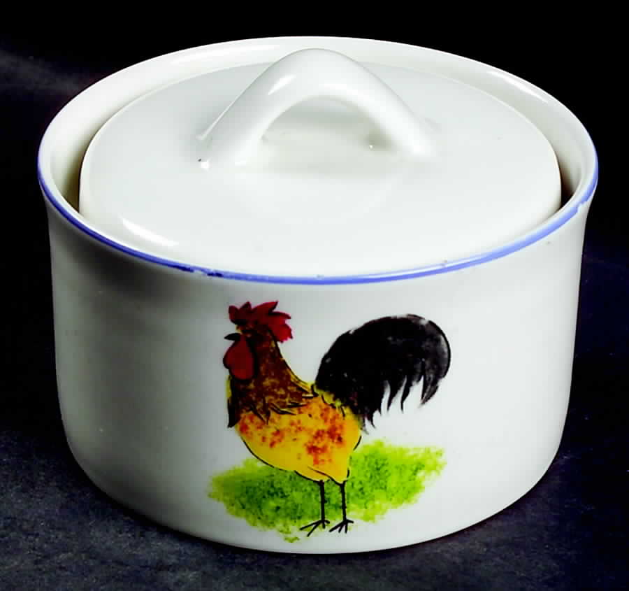 Country Barn Rooster Sugar Bowl & Lid by Tabletops Unlimited-1