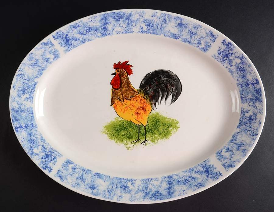 Country Barn Rooster 13" Oval Serving Platter by Tabletops Unlimited-1