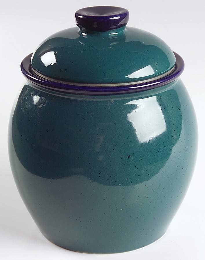 Images Blue Green Medium Canister & Lid by Tienshan-1