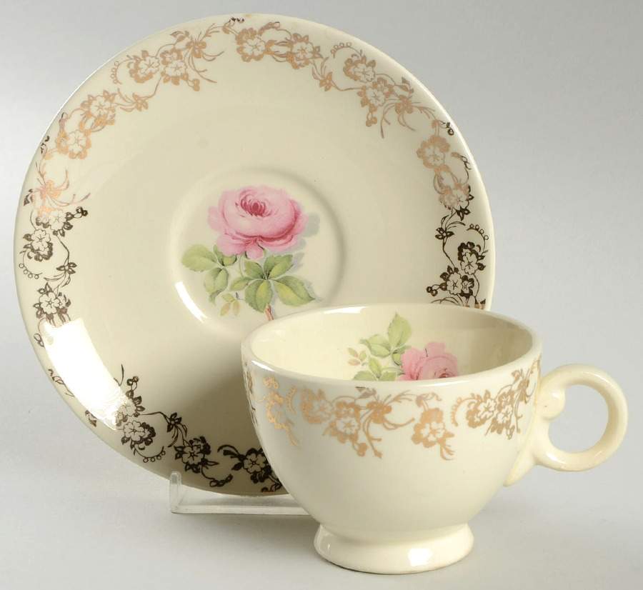 1958-1-2 Footed Cup & Saucer Set by Taylor, Smith & Taylor (Ts&T)-1