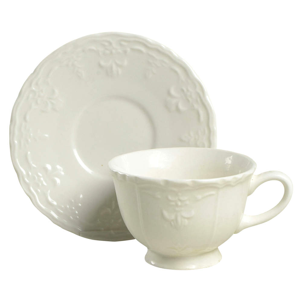 Versailles Off White Footed Cup & Saucer Set by Tabletops Unlimited-1