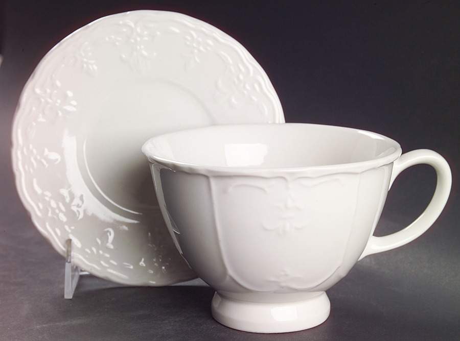 Versailles Off White Breakfast Cup & Saucer Set by Tabletops Unlimited-1