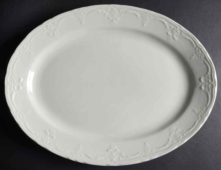 Versailles Off White 13" Oval Serving Platter by Tabletops Unlimited-1