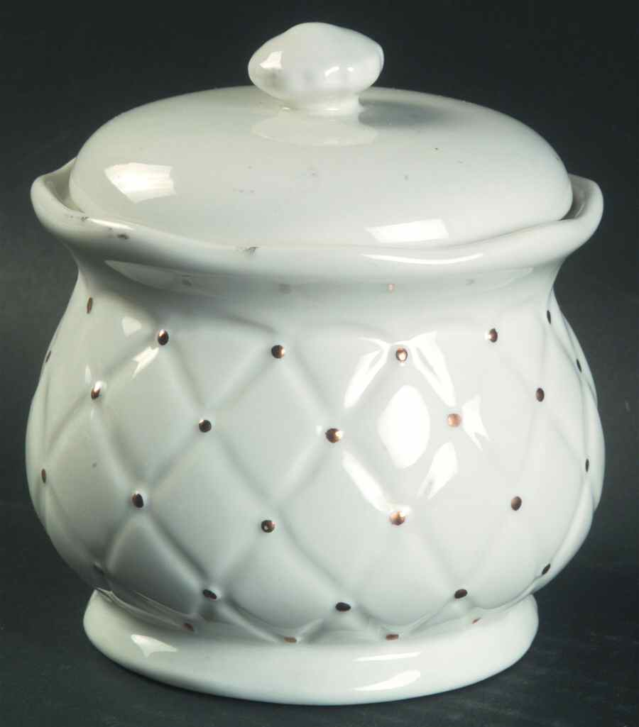 Golden Quilt Sugar Bowl & Lid by Tabletops Unlimited-1