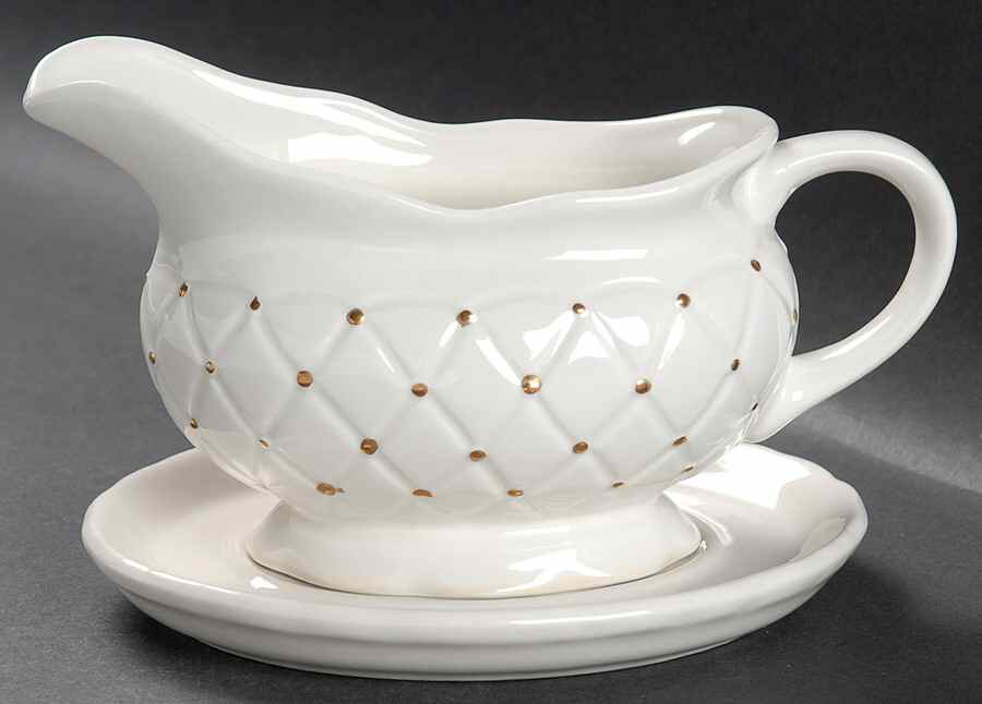 Golden Quilt Gravy Boat & Underplate by Tabletops Unlimited-1