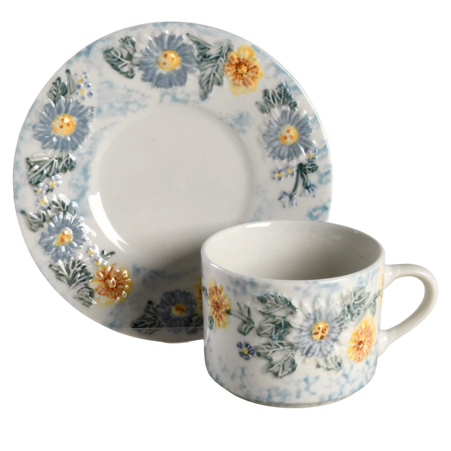 Daisy Patch Flat Cup & Saucer Set by Tabletops Unlimited-1