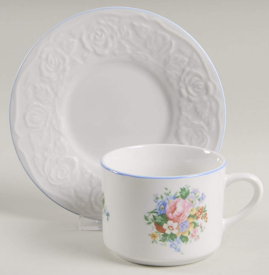 Victorian Rose Flat Cup & Saucer Set by Tabletops Unlimited-1