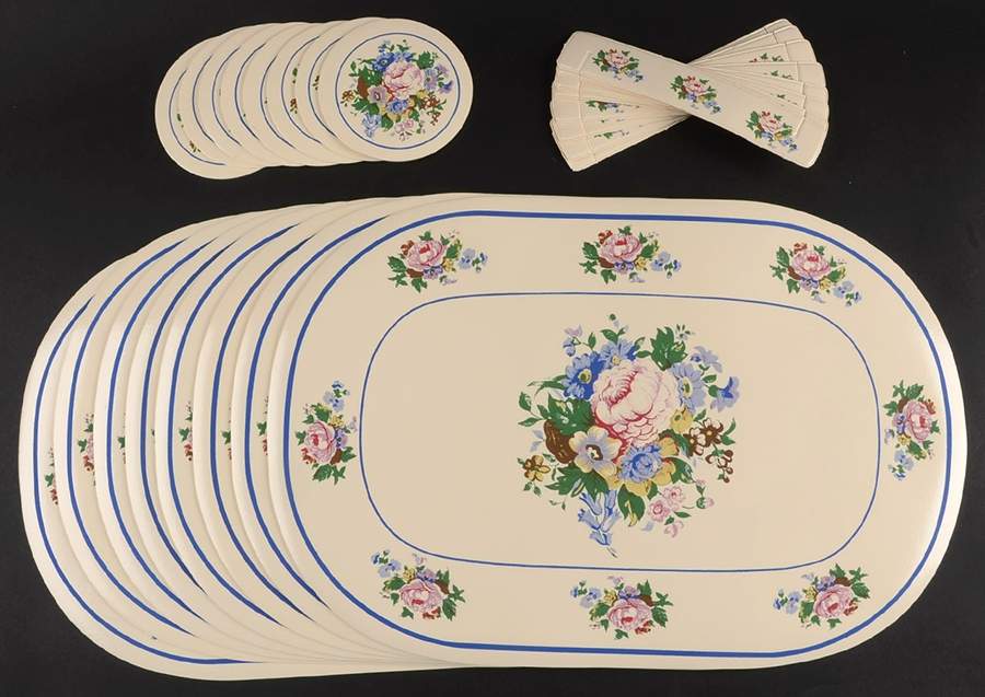 Victorian Rose (Set of 8) Vinyl Placement, Coaster&Napkin Ring by Tabletops Unlimited-1