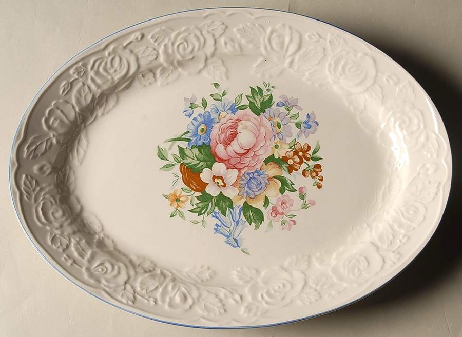 Victorian Rose 13" Oval Serving Platter by Tabletops Unlimited-1