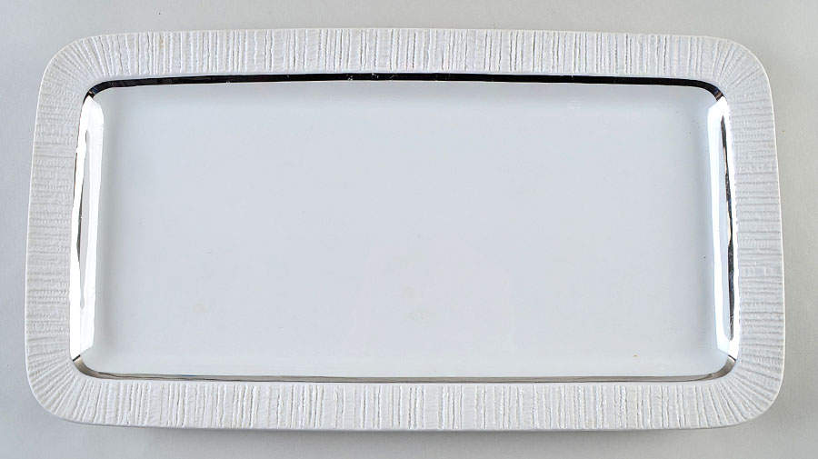 Platinum Band 16" Oval Serving Platter by Thomas-1
