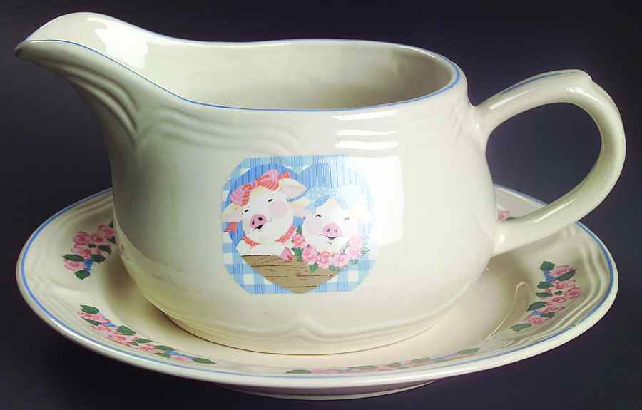 Pig Pal Gravy Boat & Underplate by Tienshan-1