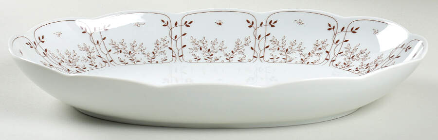 Brown Fleur 12" Oval Vegetable Bowl by Tirschenreuth-1