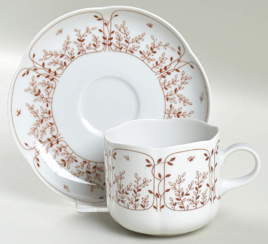 Brown Fleur Flat Cup & Saucer Set by Tirschenreuth-1