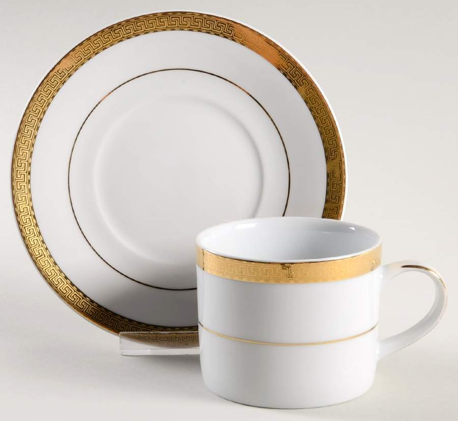 Luxor Gold Flat Cup & Saucer Set by Ten Strawberry Street-1
