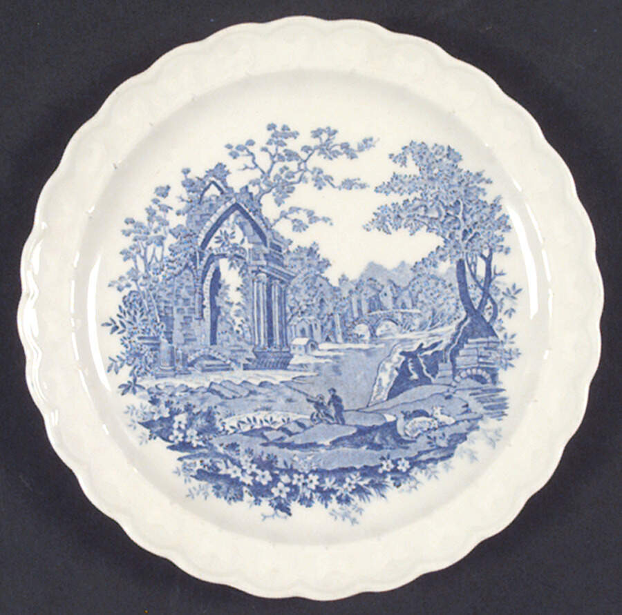 English Abbey Blue (Garland) Dessert/Pie Plate by Taylor, Smith & Taylor (Ts&T)-1