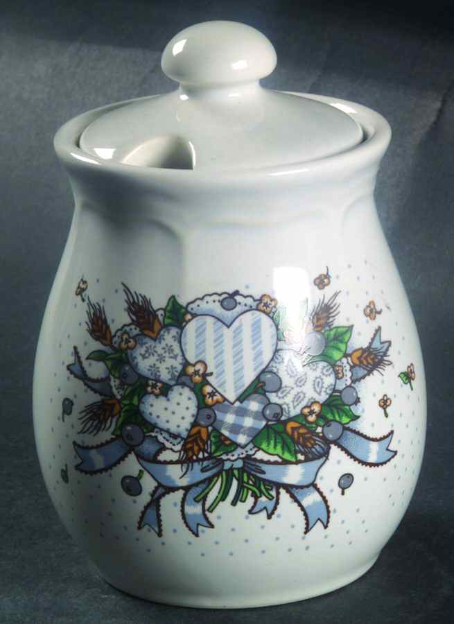 Blueberry Hearts Sugar Bowl & Lid by Tabletops Unlimited-1