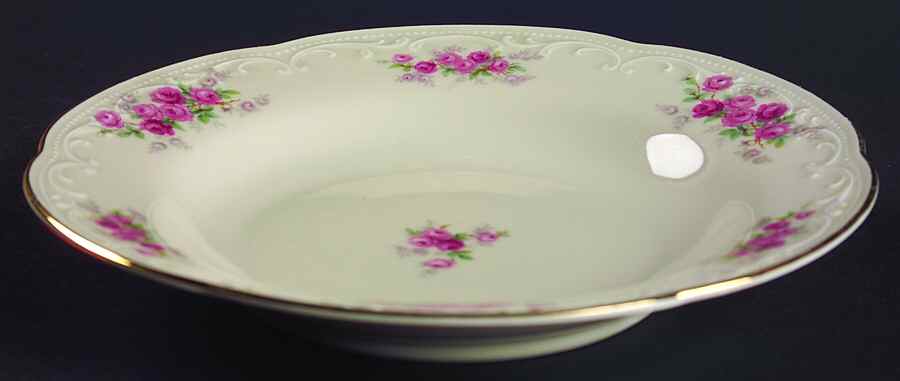 Mozart (Pink Roses-Cream) Rim Soup Bowl by Tirschenreuth-1
