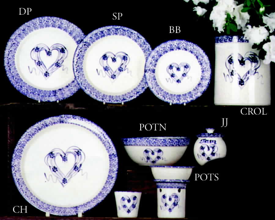 Grapevine Heart White Blue (Made in Mold) Dinner Plate by Three Rivers-1