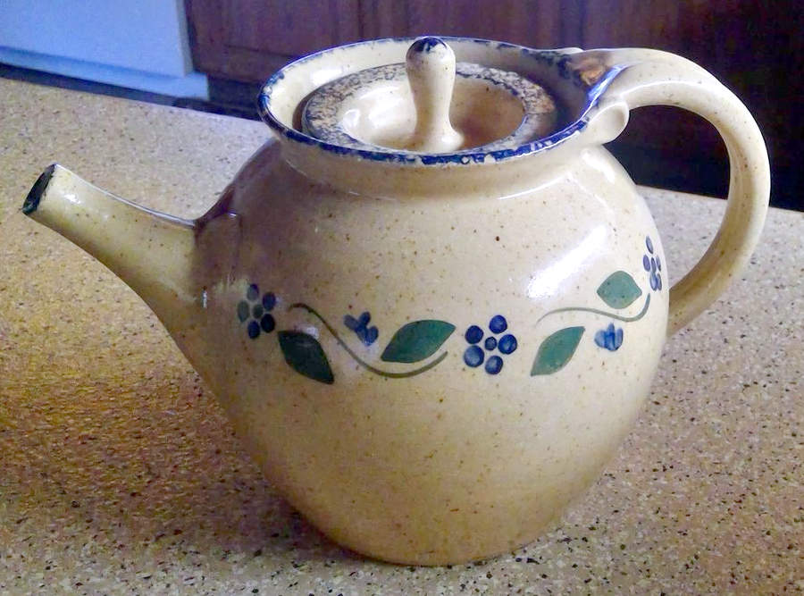 Hearts and Flowers Tan (Made in Mold) Teapot & Lid by Three Rivers-1