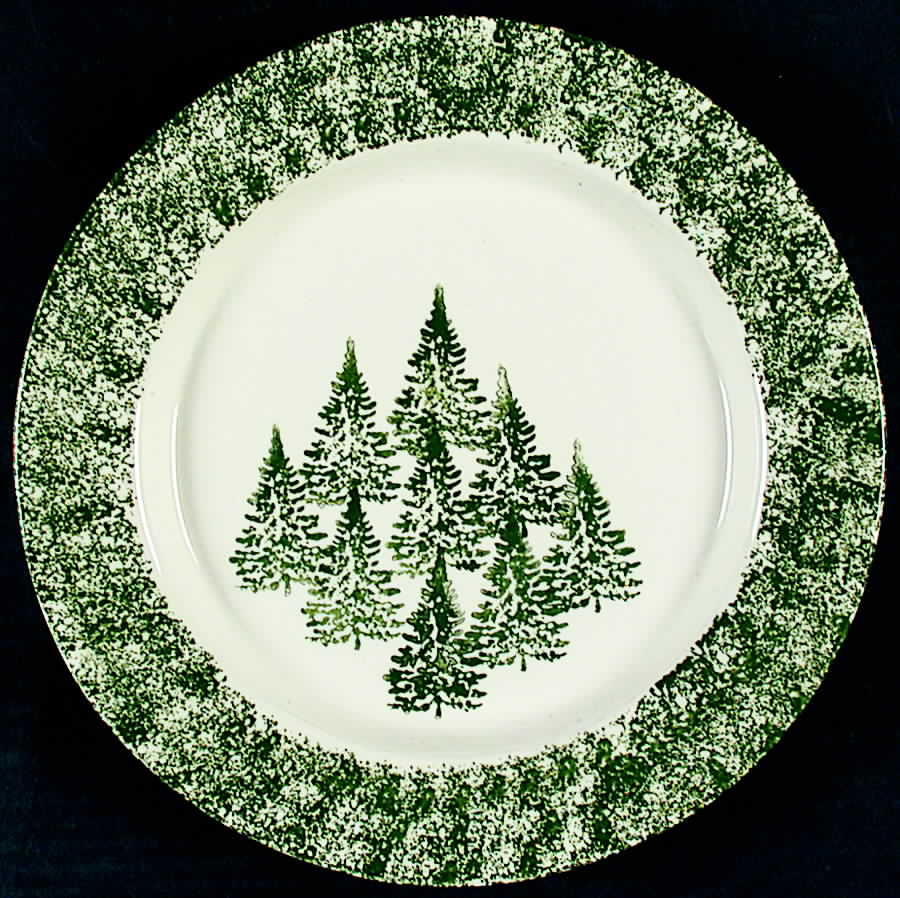 Winter Pines White (Made in Mold) Dinner Plate by Three Rivers-1