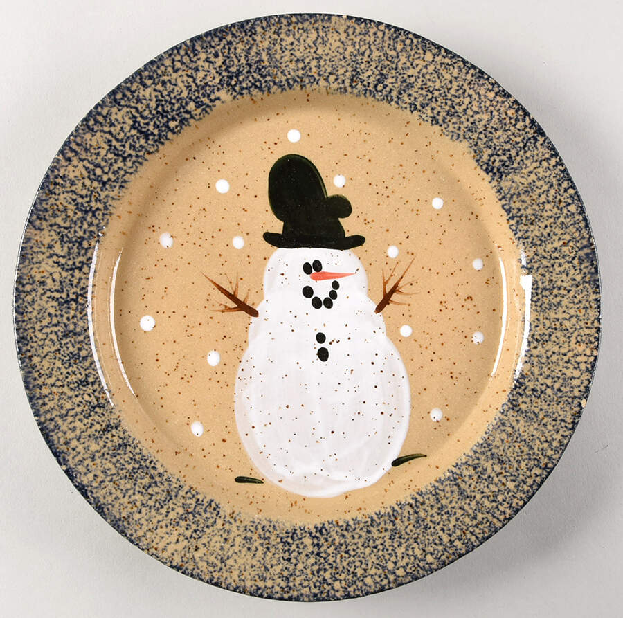 Navy Snowman (Made in Mold) Luncheon Plate by Three Rivers-1