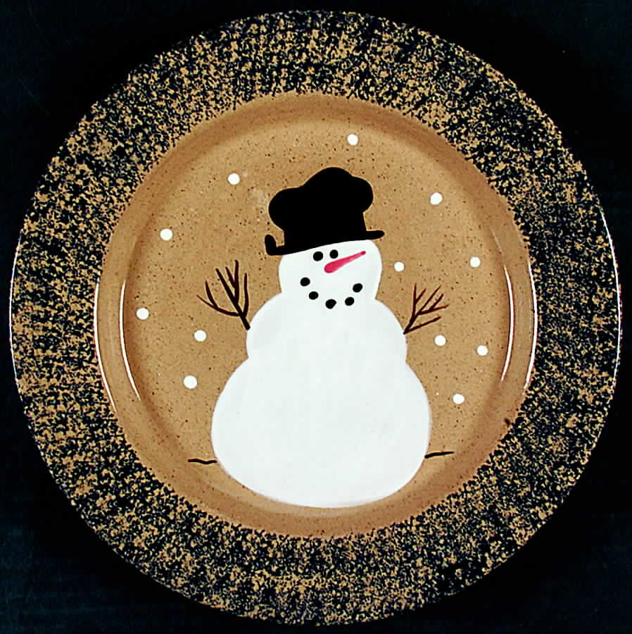Navy Snowman (Made in Mold) Dinner Plate by Three Rivers-1